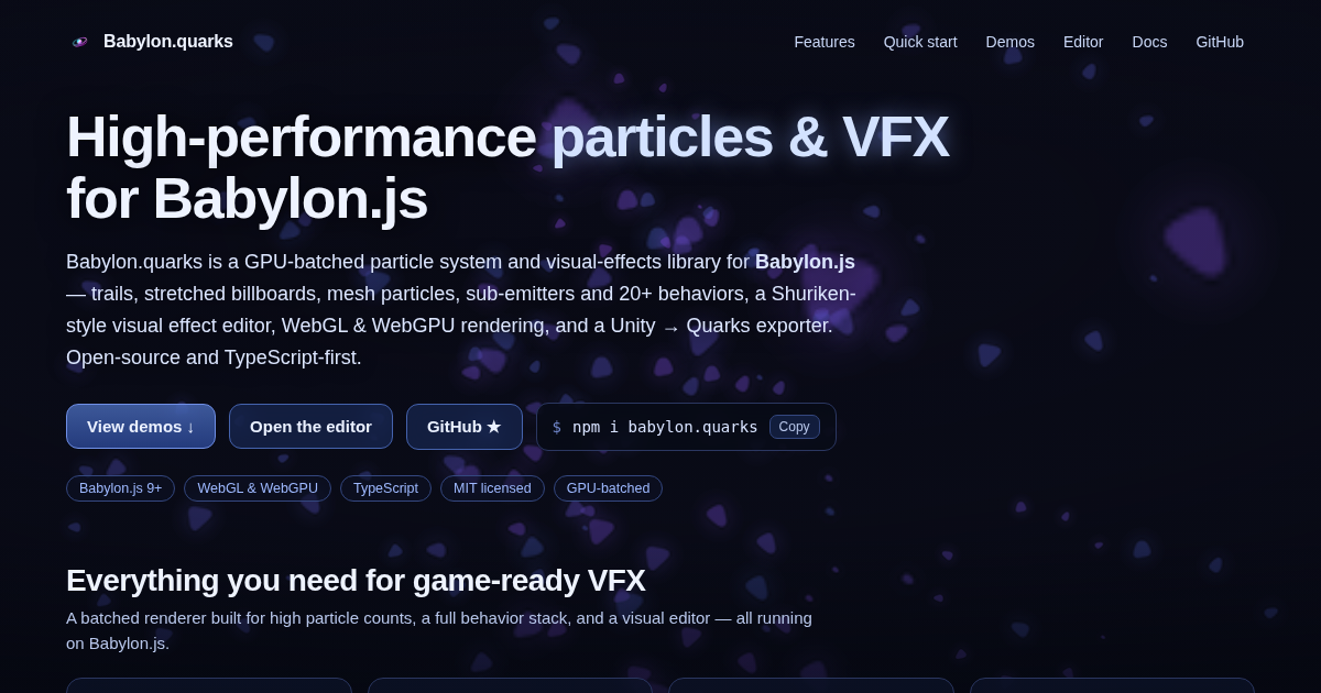 Effect Editor — Babylon.quarks particle editor for Babylon.js